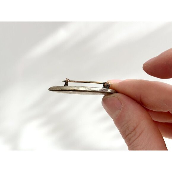 Mother of Pearl Marquise Vintage Sterling Silver Abalone Mini Victorian Brooch - Picture 8 of 9